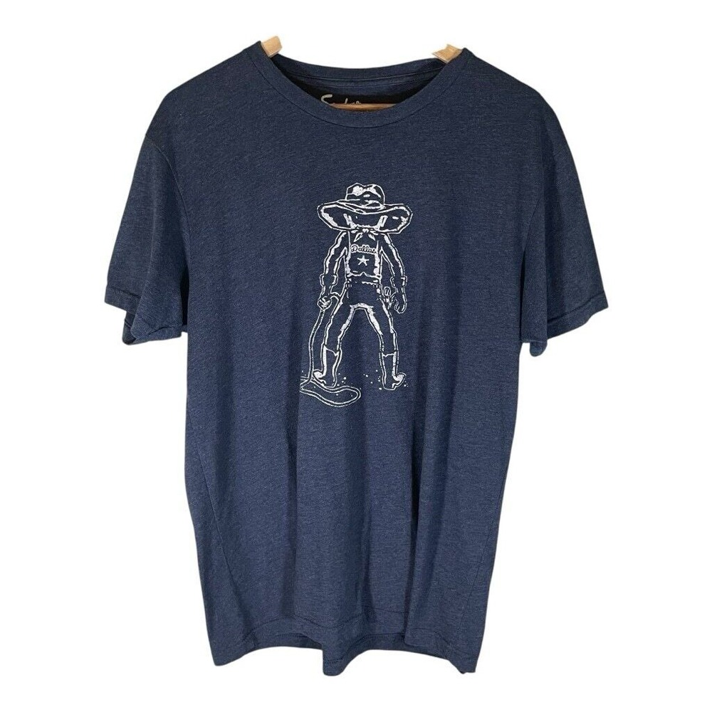 Scobar Cowboy Graphic T-Shirt Short Sleeve‎ Casual NFL Top Heather Blue M